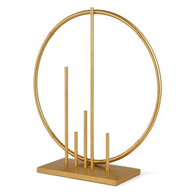 Gold Metal Floral Hoop Centerpiece 24" Round – Self-Standing Wedding Table Arch Frame with Pillars - thumbnail number 2