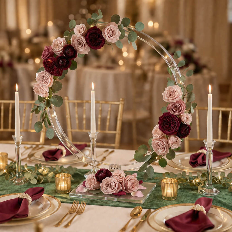 Acrylic Round Hoop Wedding Arch Centerpiece 26" Clear – Tabletop Wreath Stand for Events - thumbnail number 5