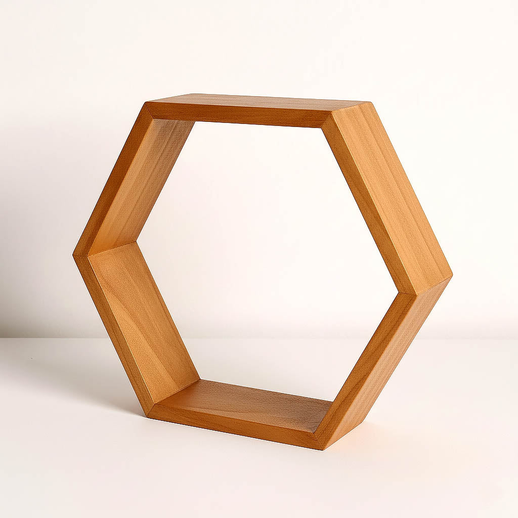 Rustic Wood Hexagon Display 9" – Set of 2 Natural Geometric Terrarium Honeycomb Centerpieces