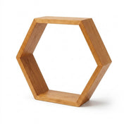 Single 9-inch rustic wood hexagon display frame for geometric centerpieces - thumbnail number 1