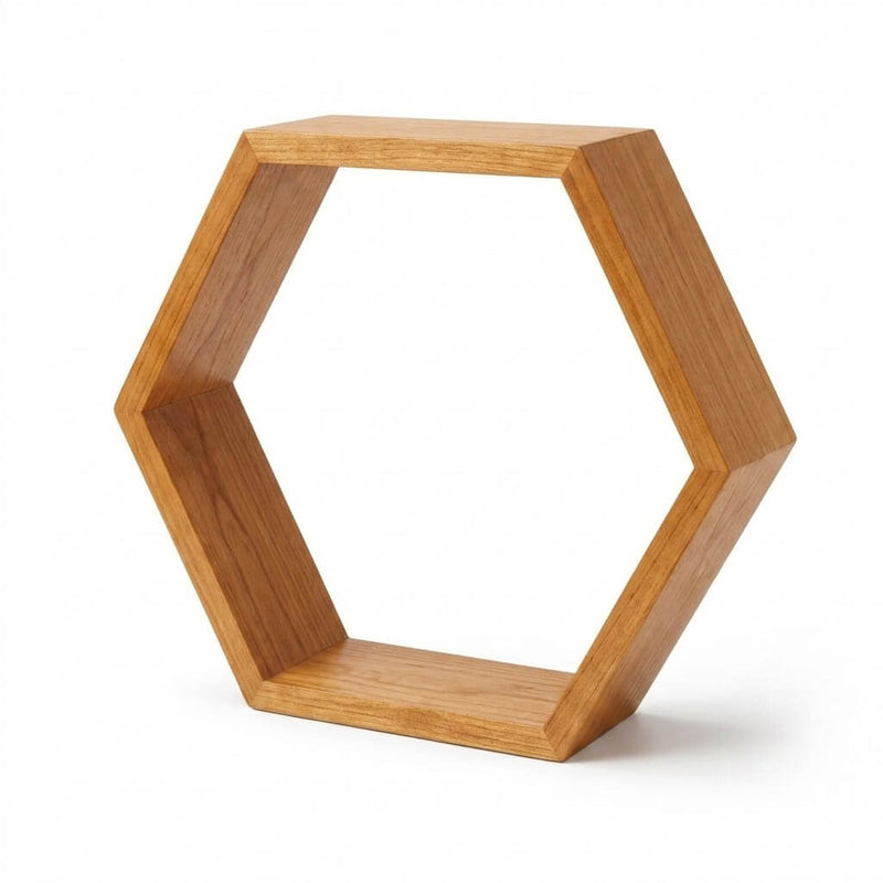 Single 9-inch rustic wood hexagon display frame for geometric centerpieces - thumbnail number 1