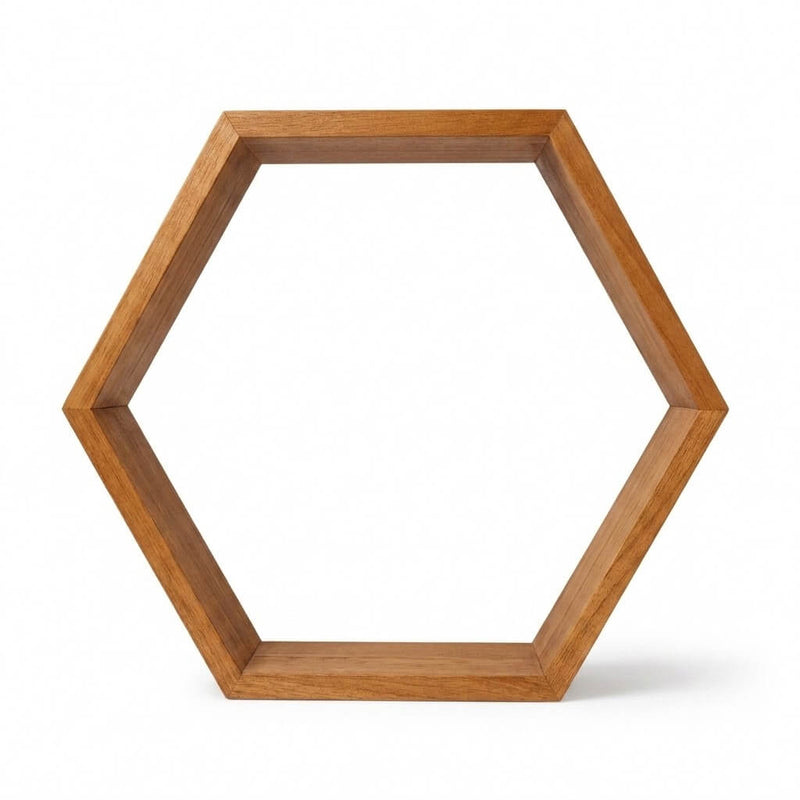 Rustic wood hexagon display frame for geometric centerpieces - thumbnail number 2