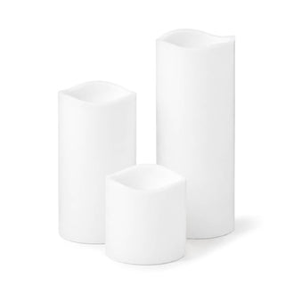 Richland Flameless LED Wavy Top Pillar Candles 3"x3", 3"x6" & 3"x9" White Set of 3