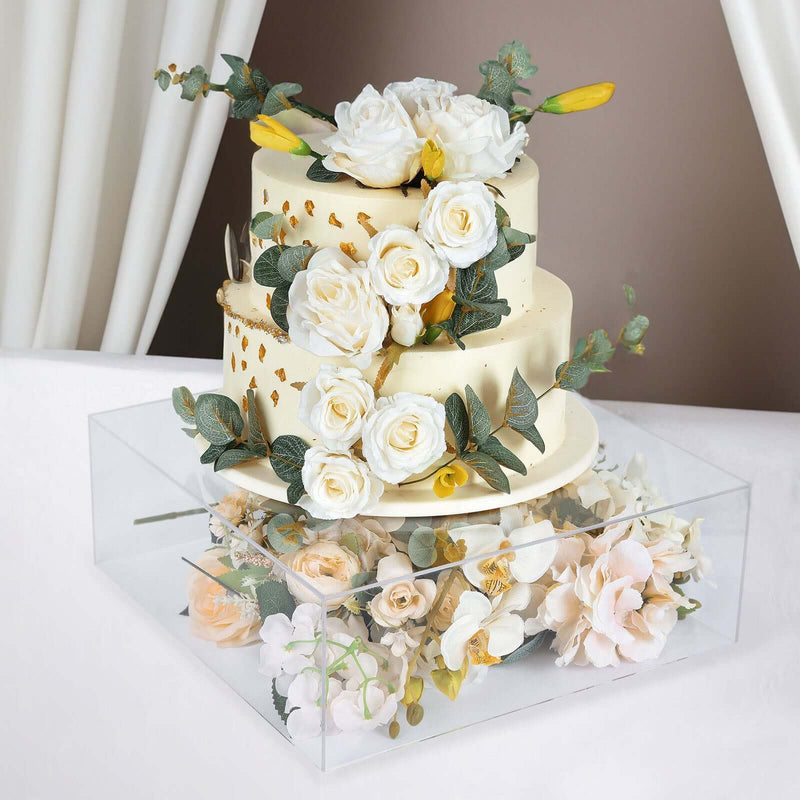 14"x14" Clear Acrylic Cake Box Stand – Transparent Pedestal Riser Display for Desserts and Events - thumbnail number 2
