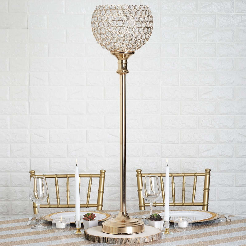Gold Acrylic Votive Candle Holder 37" – Crystal Goblet Design for Wedding Centerpieces - thumbnail number 2
