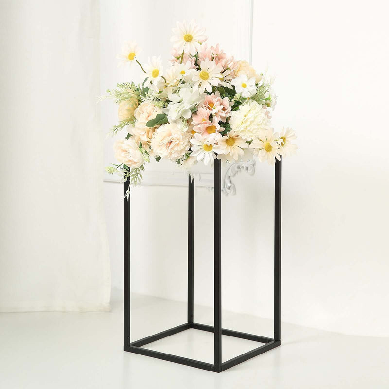 Matte Black 16" Rectangular Metal Flower Stands – 2-Pack Geometric Column Frames for Stylish Tablescapes - thumbnail number 3