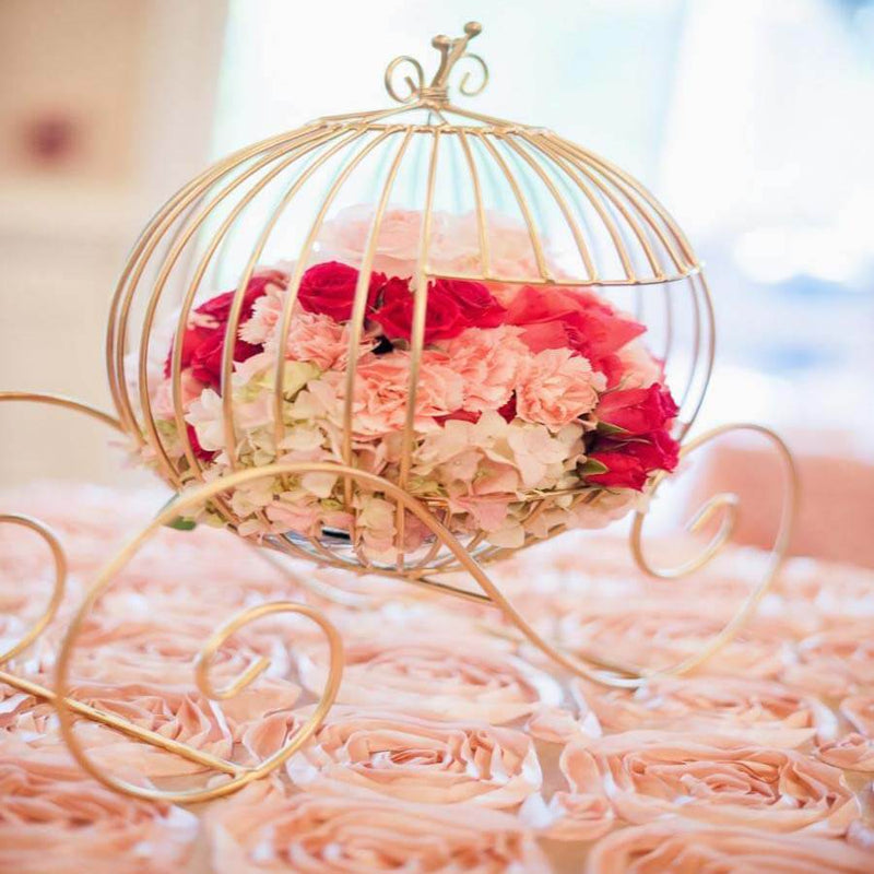 Cinderella Carriage Candle Holder or Card Display 11" – Gold Wrought Iron Wedding Table Accent - thumbnail number 3