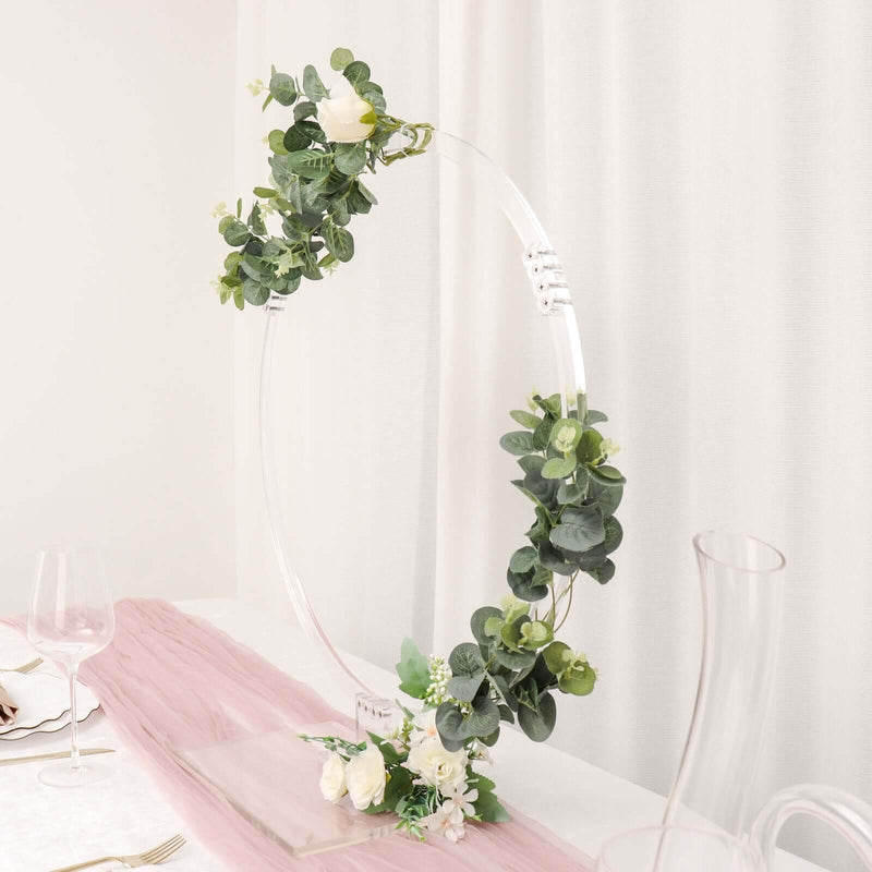 Acrylic Round Hoop Wedding Arch Centerpiece 26" Clear – Tabletop Wreath Stand for Events - thumbnail number 3