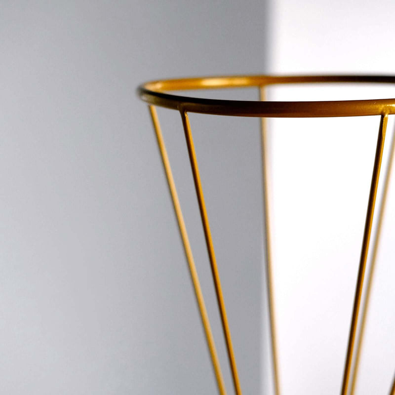Reversible Dual Cone Gold Metal Flower Stand 27" – Geometric Pedestal for Wedding Centerpieces - thumbnail number 3