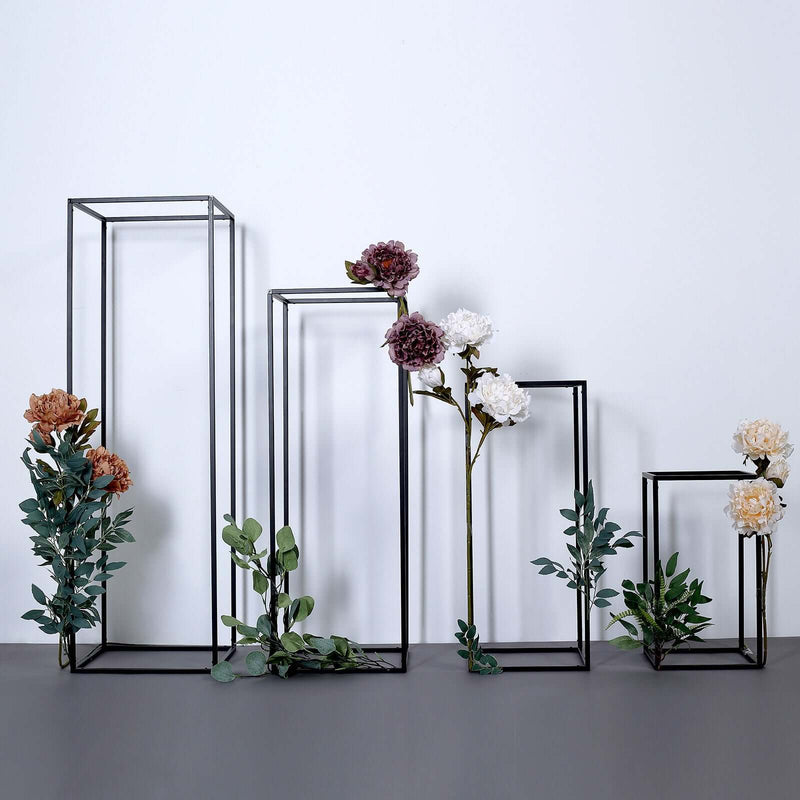 Matte Black Metal Flower Stands Set of 4 – 16", 24", 32", 40" Frames for Wedding Displays - thumbnail number 3