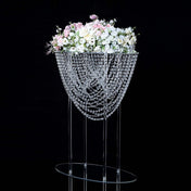 32" Acrylic Wedding Bouquet Pillar Centerpiece – Crystal Chandelier Design Flower Arrangement Stand - thumbnail number 3