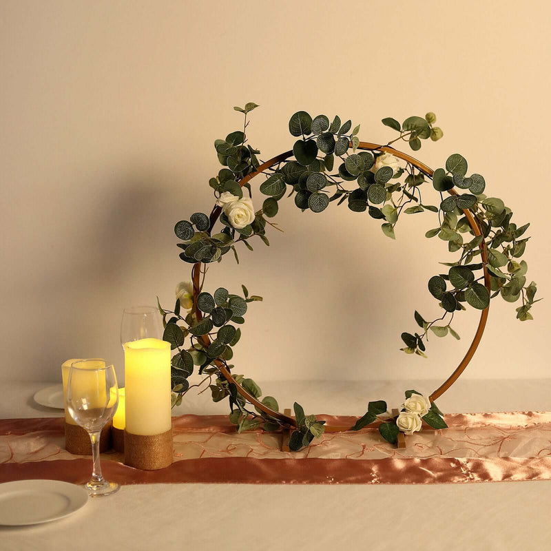 Metal Hoop Wreath Centerpiece 20" Gold – Round Arch Tabletop Wedding Display - thumbnail number 3