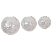 Set of three silver sequin hanging lanterns in assorted sizes on a white background - thumbnail number 1