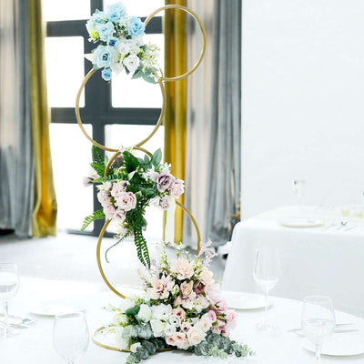 3ft Gold Metal 4-Tier Hoop Pillar Stand – Wedding Wreath Arch and Table Centerpiece - thumbnail number 3