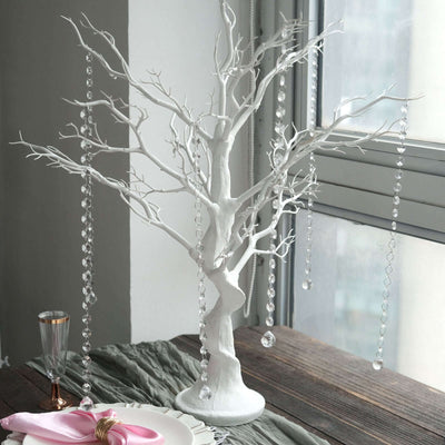 34" Artificial White Manzanita Tree Centerpiece – Easy Assembly with 8 Acrylic Bead Chains - thumbnail number 3