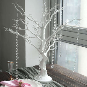 34" Artificial White Manzanita Tree Centerpiece – Easy Assembly with 8 Acrylic Bead Chains