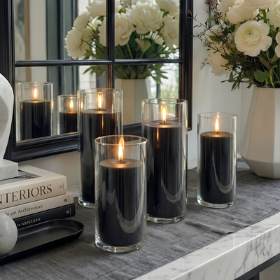 Richland Pillar Candles & Eastland Cylinder Holders Set of 3 - Black - thumbnail number 6