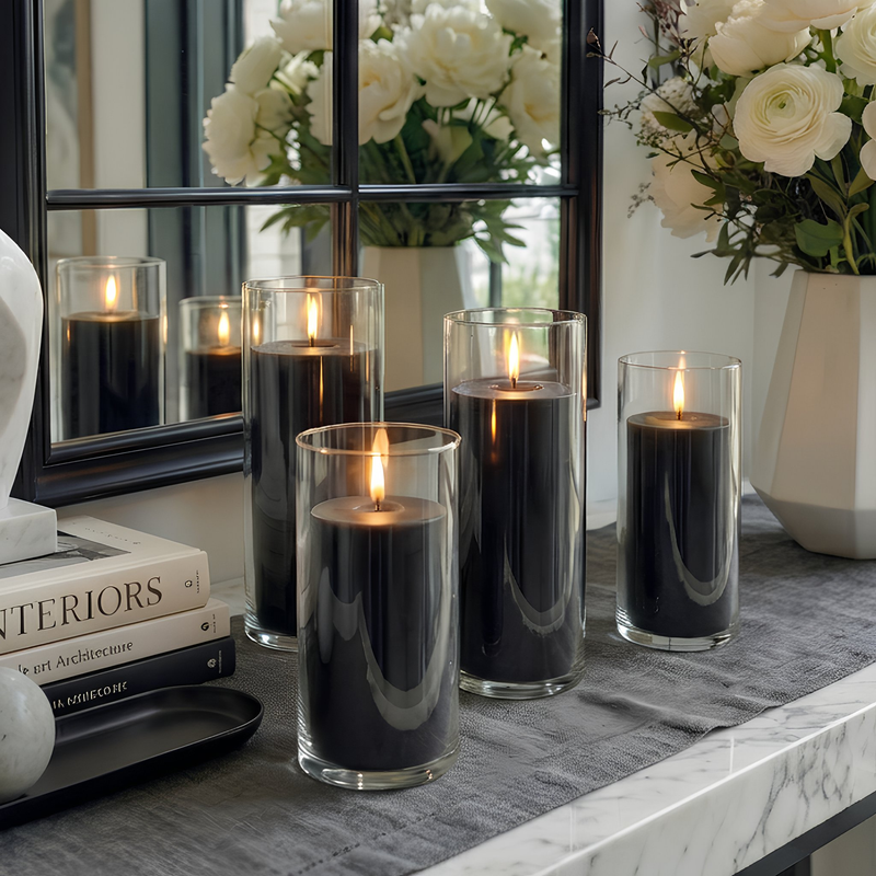 Richland Pillar Candles & Eastland Cylinder Holders Set of 3 - Black - thumbnail number 6