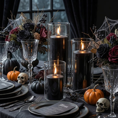 Richland Slim Pillar Candles & Cylinder Vases Set of 8 - Black - thumbnail number 4