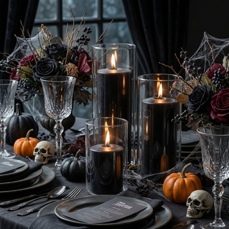 Richland Pillar Candles & Eastland Cylinder Holders Set of 3 - Black - thumbnail number 4