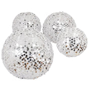 Set of four shimmer silver payette sequin hanging lanterns on a white background - thumbnail number 1