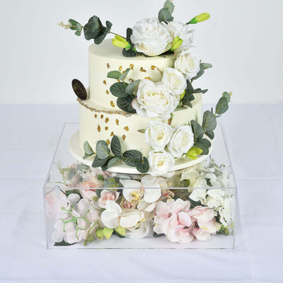 14"x14" Clear Acrylic Cake Box Stand – Transparent Pedestal Riser Display for Desserts and Events - thumbnail number 3