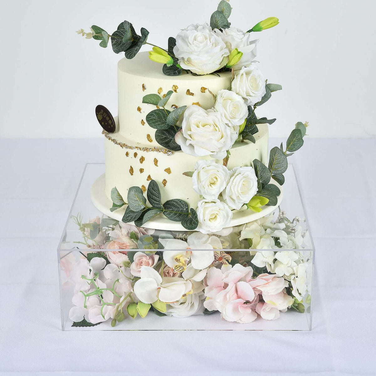 14"x14" Clear Acrylic Cake Box Stand – Transparent Pedestal Riser Display for Desserts and Events