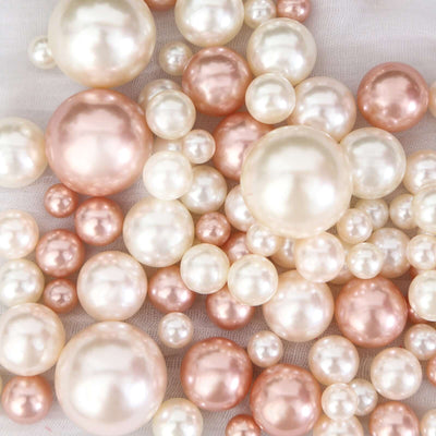 Assorted rose gold and off-white pearl beads in various sizes for luxury vase filler decor - thumbnail number 1