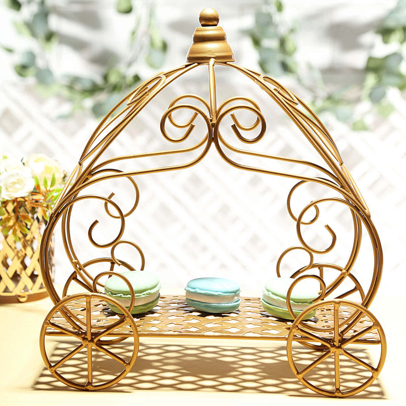 Cinderella Pumpkin Carriage Table Centerpiece 11" – Gold Wrought Iron Rustic Wedding Display - thumbnail number 2