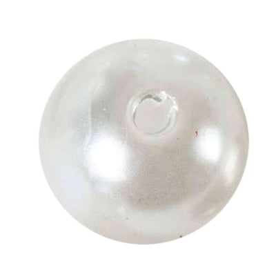 Single round white faux pearl craft bead with center hole on a white background - thumbnail number 1