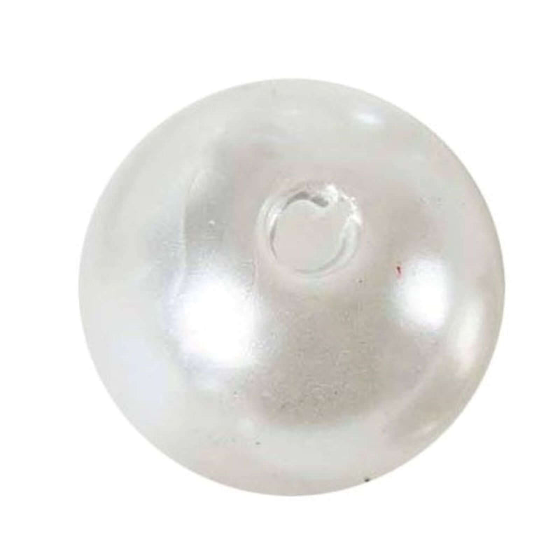 Single round white faux pearl craft bead with center hole on a white background - thumbnail number 1