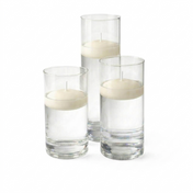 Cylinder Vase Centerpiece & Richland 3" Floating Candles Set of 3 - Light Ivory - thumbnail number 1