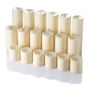 Richland Pillar Candles 3"x3", 3"x6" & 3"x9" Light Ivory Set of 18