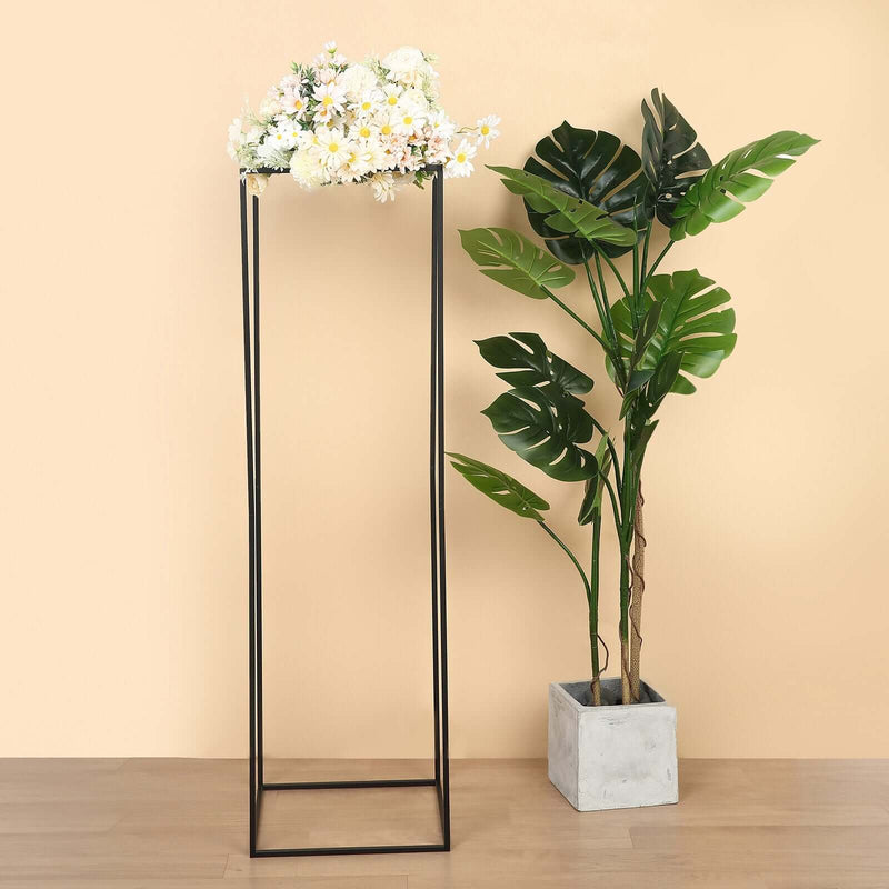Matte Black 48" Rectangular Metal Flower Stands – 2-Pack Geometric Column Frames for Stylish Tablescapes - thumbnail number 3