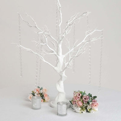 34" Artificial White Manzanita Tree Centerpiece – Easy Assembly with 8 Acrylic Bead Chains - thumbnail number 2