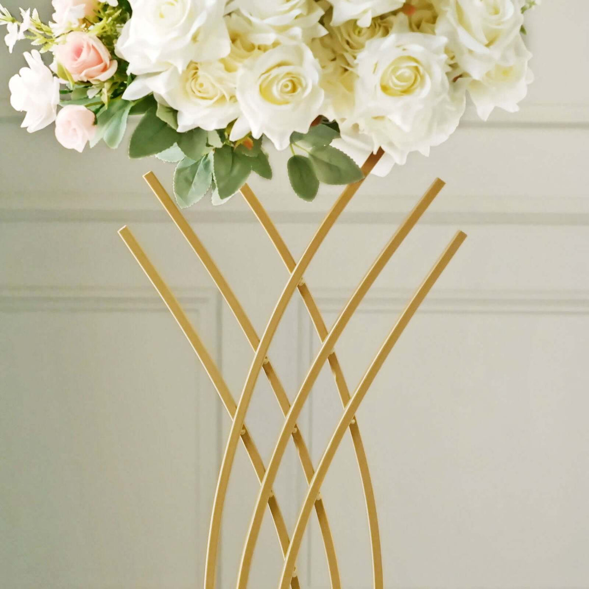 Mermaid Tail Design Gold Metal Flower Frame 2ft – Table Centerpiece Wedding Floral Display Stand