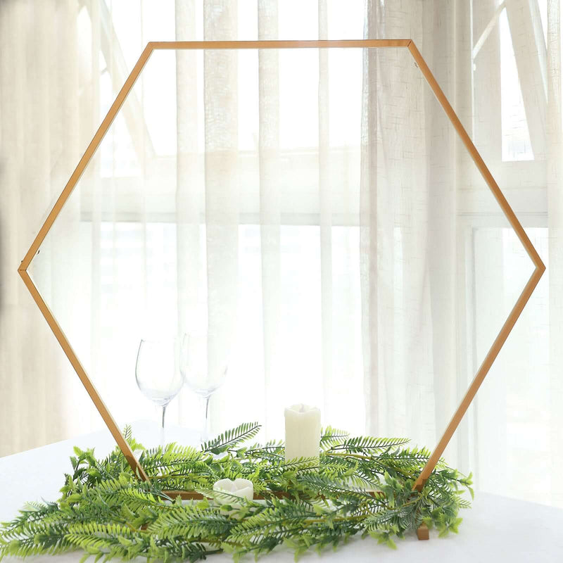 Geometric Gold Hexagon Table Arch 24" – Metal Self-Standing Wedding Flower Balloon Frame - thumbnail number 2