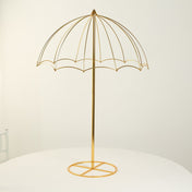 Elegant 42" Gold Metal Umbrella Flower Stand – Round Base Floral Frame Wedding Centerpiece - thumbnail number 2