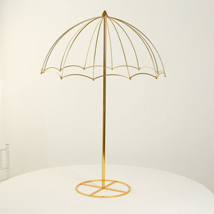 Elegant 42" Gold Metal Umbrella Flower Stand – Round Base Floral Frame Wedding Centerpiece