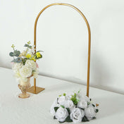 35" Gold Metal Wedding Cake Chiara Arch Centerpiece – Rounded Top Flower Stand Frame with Detachable Base - thumbnail number 2
