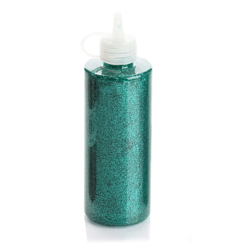 Turquoise metallic glitter glue bottle on white background - thumbnail number 1