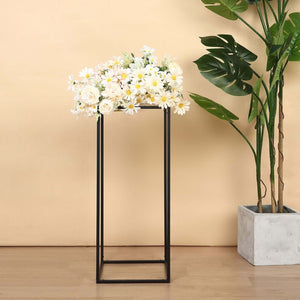 Matte Black 24" Rectangular Metal Flower Stands – 2-Pack Geometric Column Frames for Stylish Tablescapes