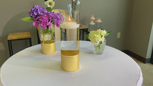 Gold Honeycomb Cylinder Vase 4"x12"