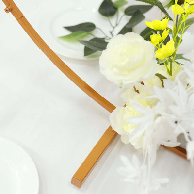 36" Gold Round Hoop Wedding Centerpiece – Metal Self-Standing Floral Wreath Frame - thumbnail number 3