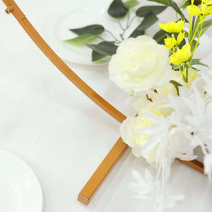 36" Gold Round Hoop Wedding Centerpiece – Metal Self-Standing Floral Wreath Frame