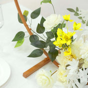 28" Gold Round Hoop Wedding Centerpiece – Metal Self-Standing Floral Wreath Frame - thumbnail number 3