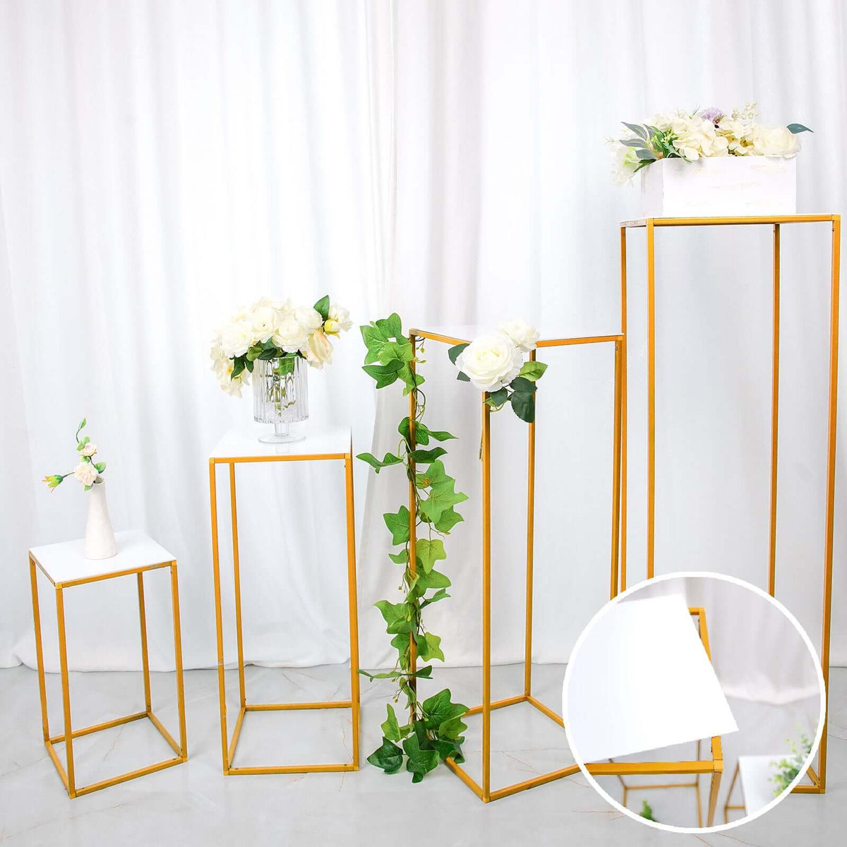 Assorted Sizes White Acrylic Plexiglass Sheets – 3mm Thick Square Top Plates, Set of 4 with Protective Film