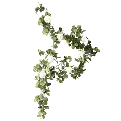 White rose greenery garland vine on white background - thumbnail number 1