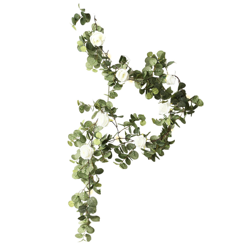White rose greenery garland vine on white background - thumbnail number 1