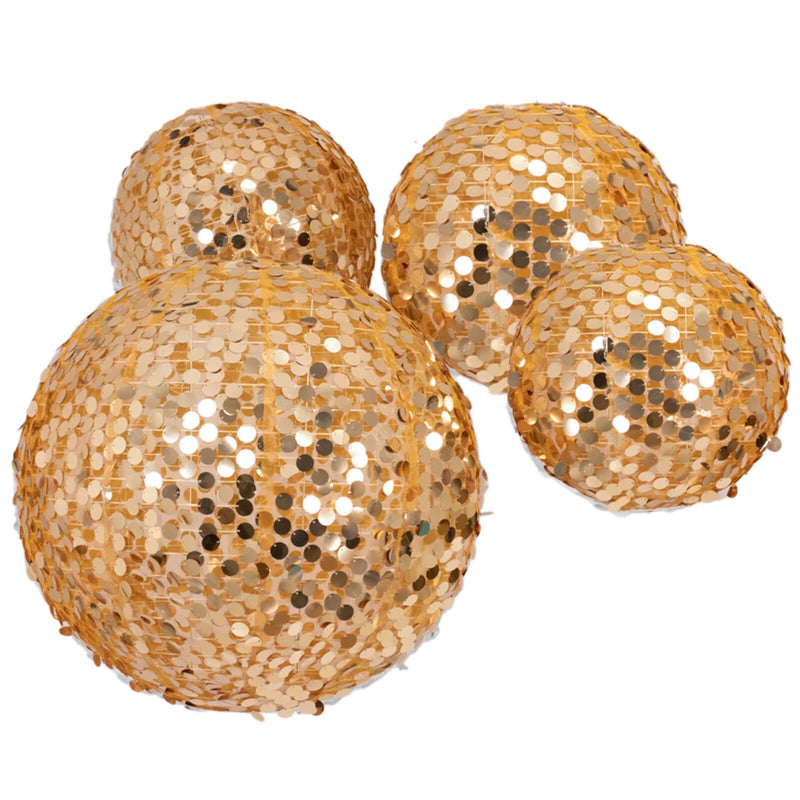 Shimmer gold payette sequin hanging lanterns on white background - thumbnail number 1